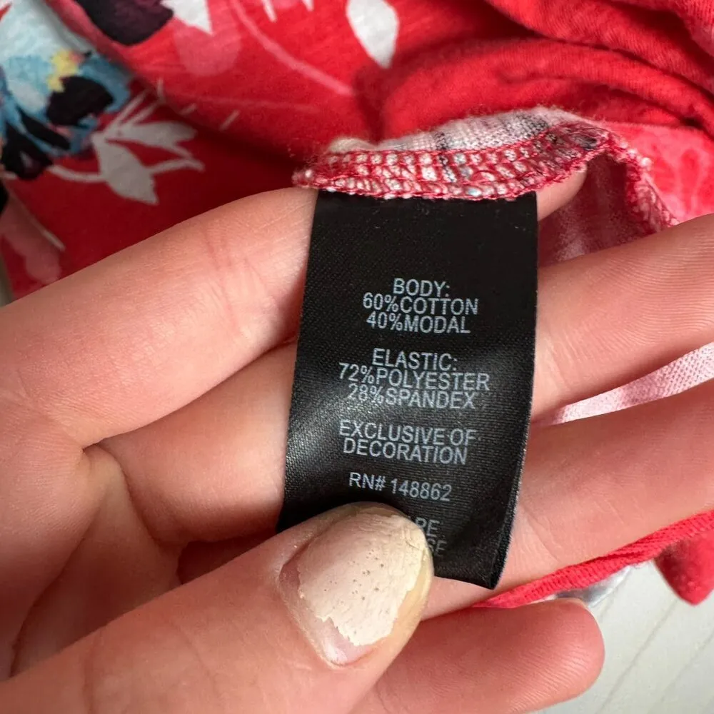 Torrid pink floral babydoll smocked crewneck top size 00/medium O37 - Image 11