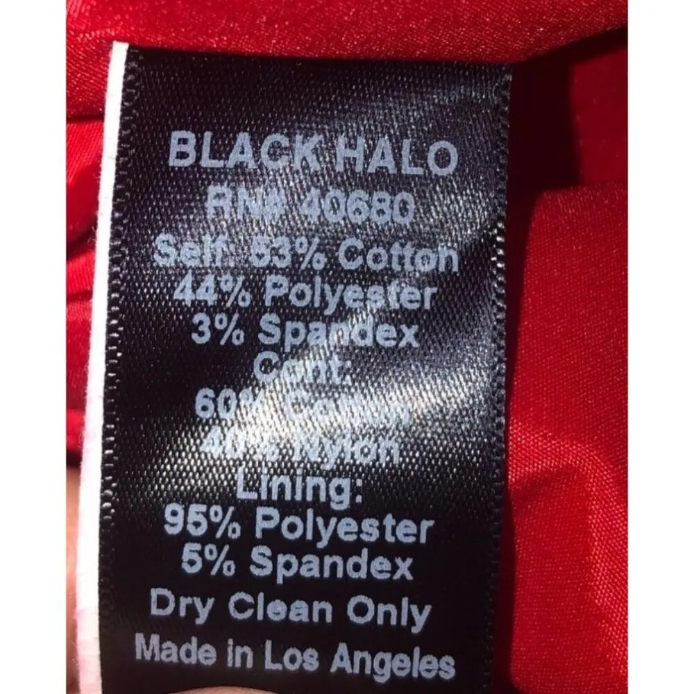 Black Halo Red Dress Size 4 Lace Sleeveless Midi Pencil Stretch Made USA LA - Image 10