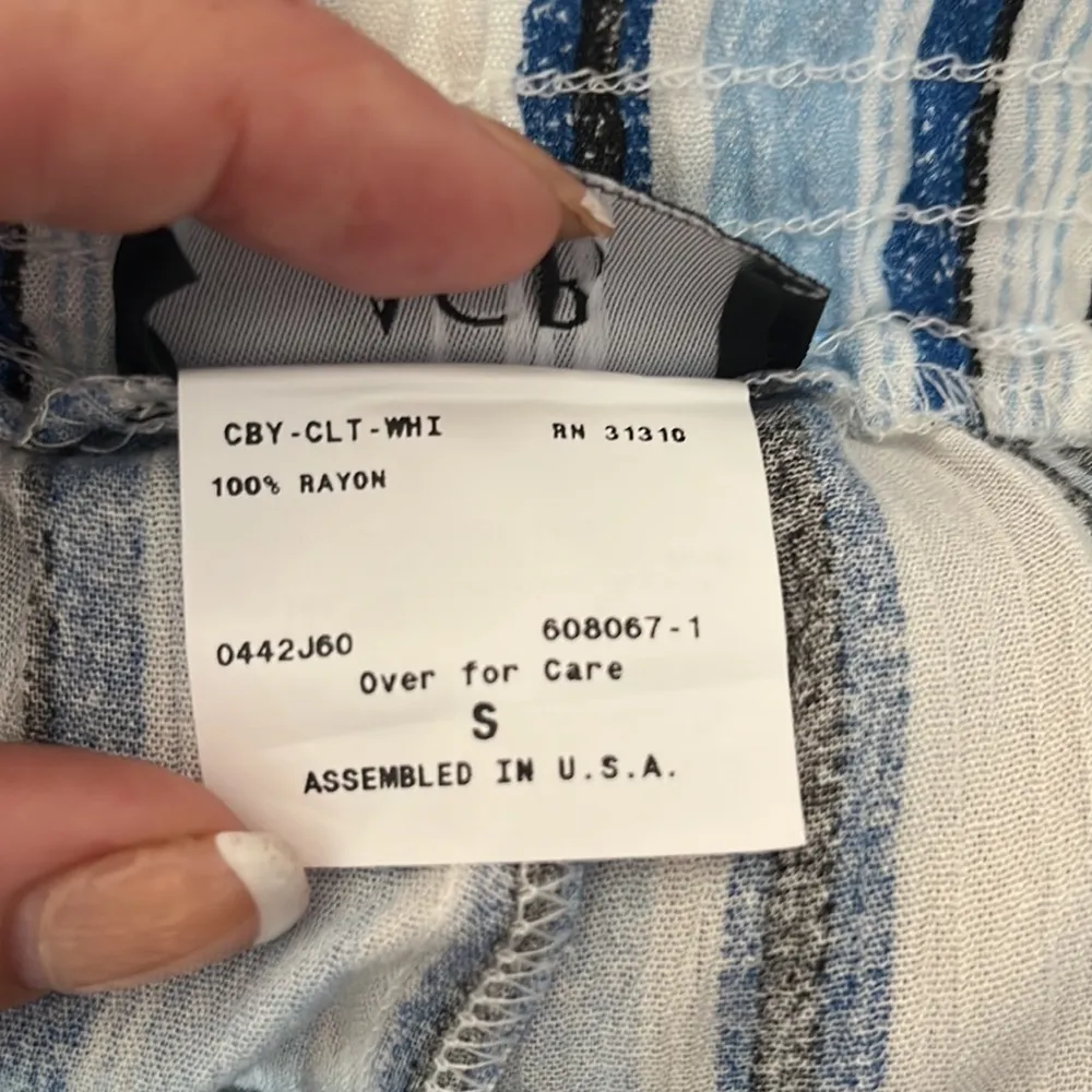 AGB rayon striped cropped wide leg pants Blue - Image 3