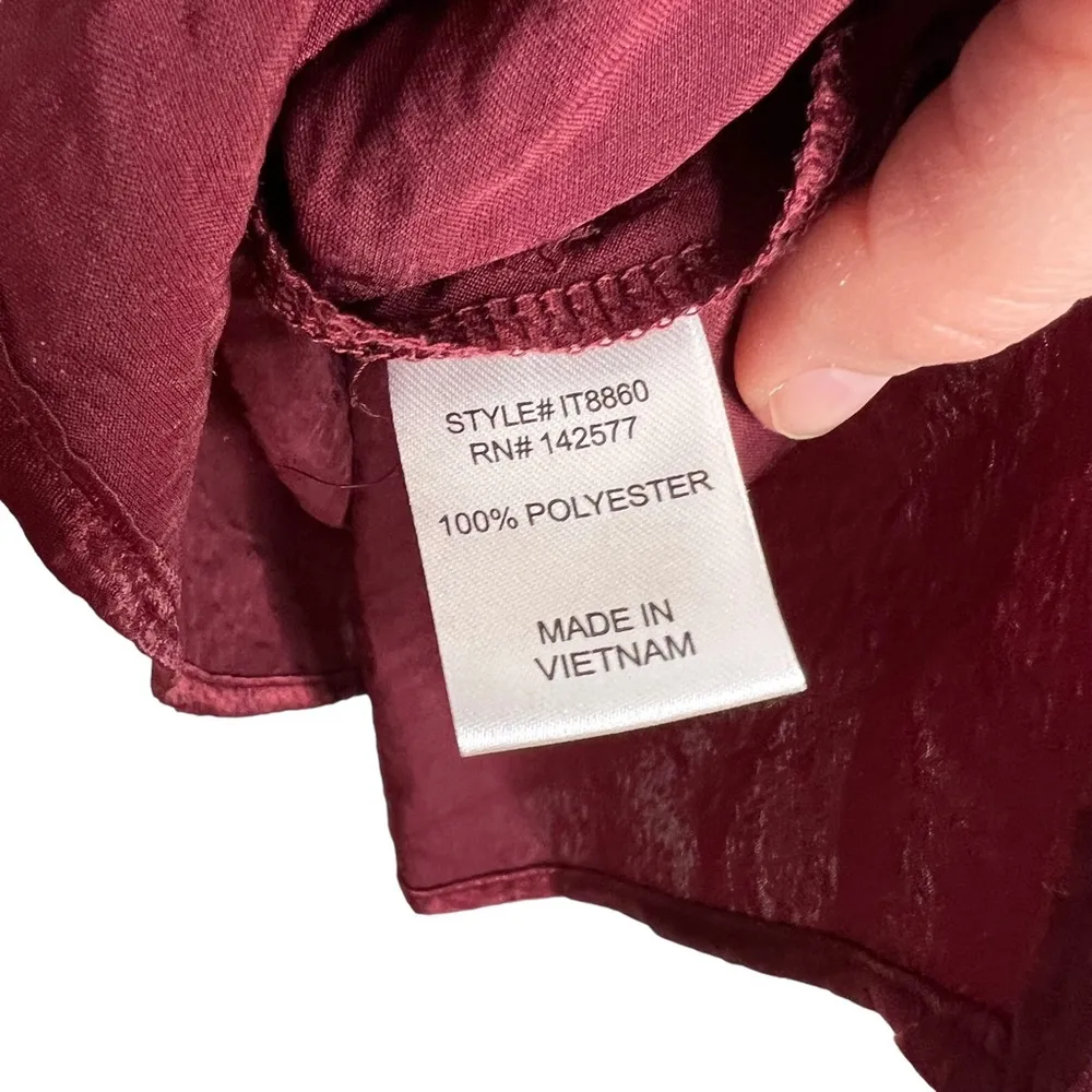 Burgundy Wine Off The Shoulder Spaghetti Strap Blouse - Image 8