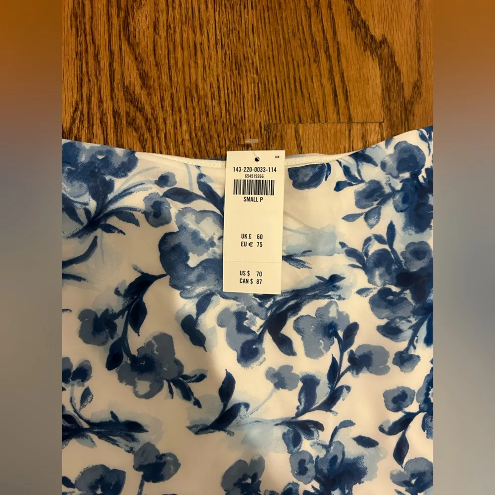 NWT  Chiffon Column Blue Floral Midi Skirt - Image 5