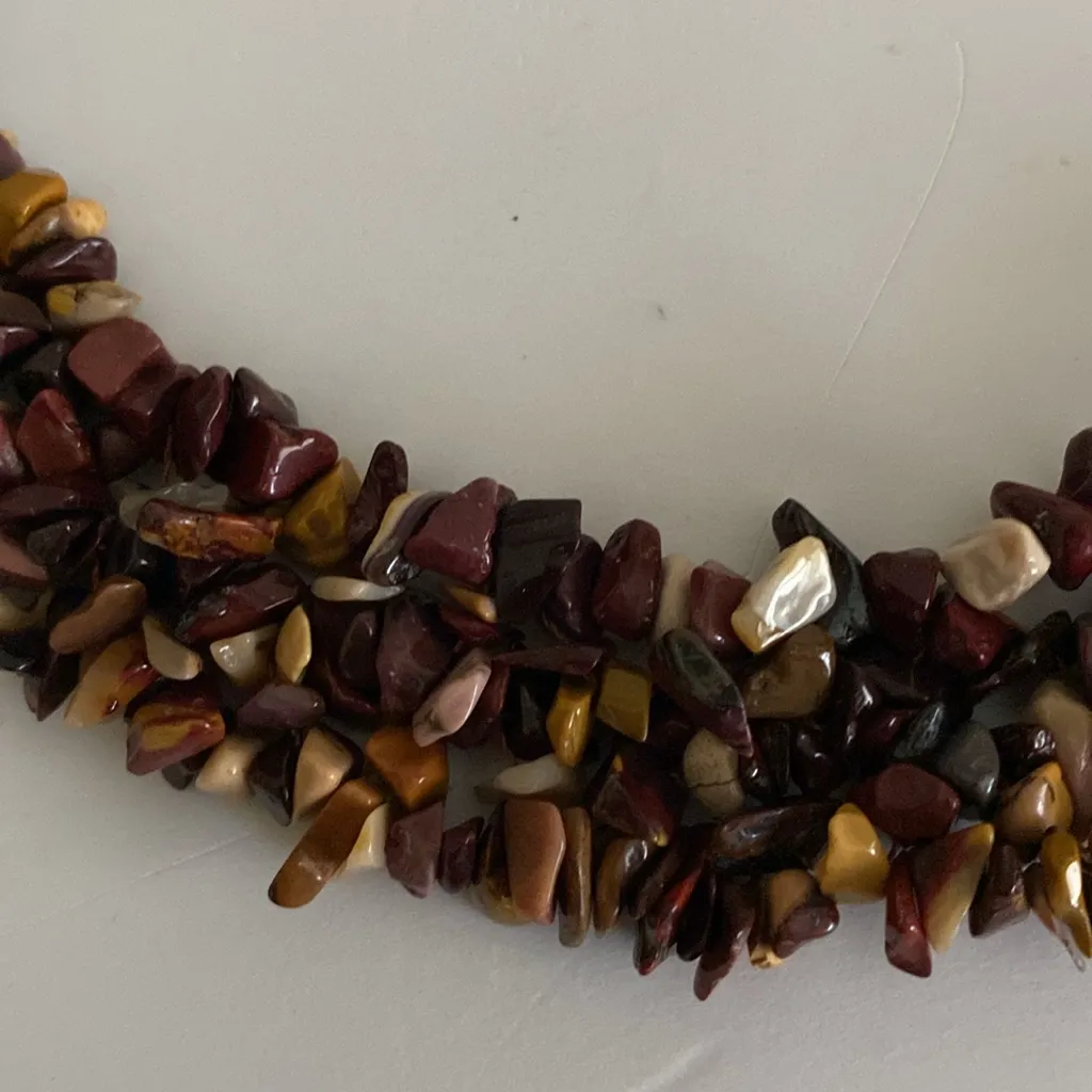 Multicolor natural stone Agate Jasper nugget beaded cluster collar necklace - Image 5