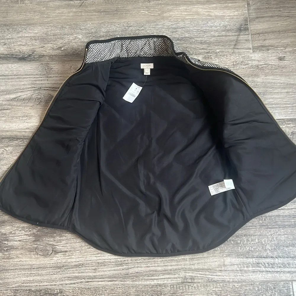 J Crew Vest Excursion Quilted Puffer Herringbone Black Womens SMALL NEW WITH TAG - Image 7