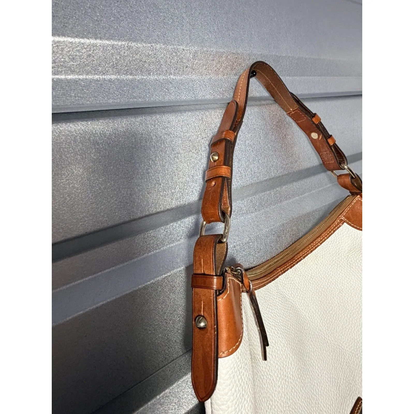 Dooney and Bourke White Pebble Grain Leather Hobo Bag Style # R924WH $308 - Image 3