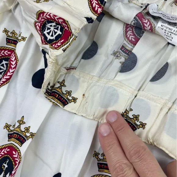 Marisa Christina Vintage Nautical Crown Gold Red White Pleated Skirt Medium - Image 5