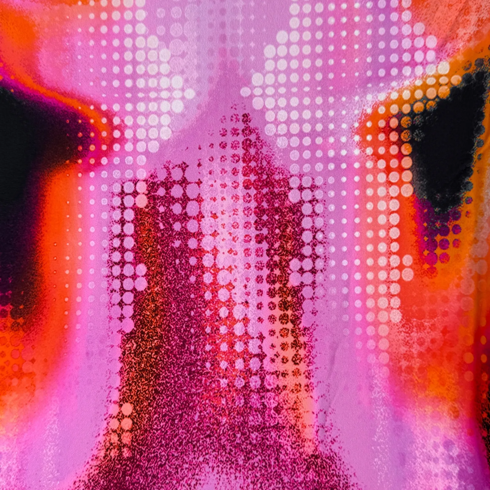 White‎ Fox Boutique Bodycon Mini Dress Pink Orange Abstract Print Long Sleeve - Image 5