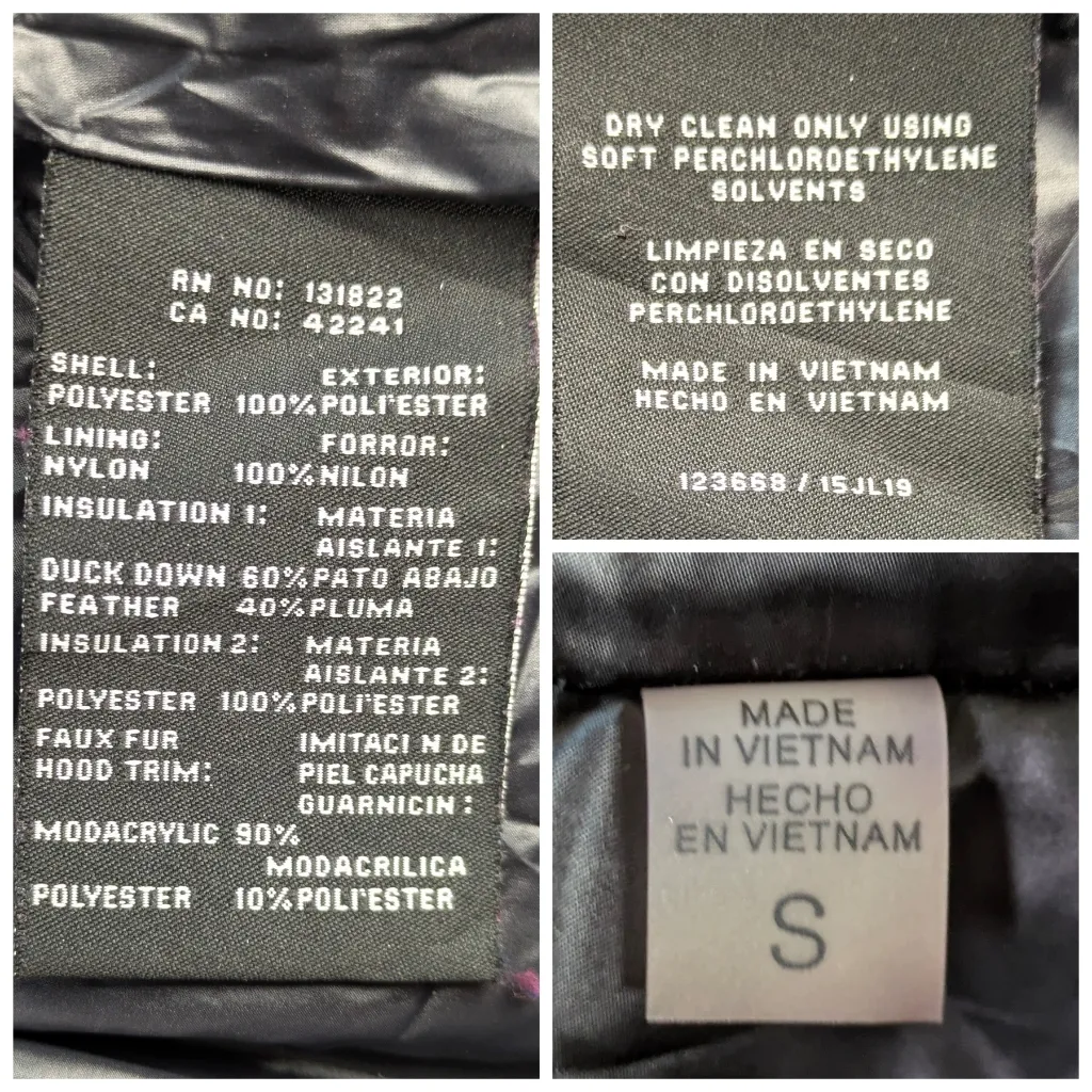 S13/NYC Chalet Belted Down Filled Puffer Detachable Fur Trim Hood EUC Small F243 Black - Image 12