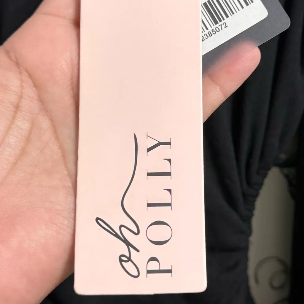 OH POLLY Ruched Cut Out Sides Long Sleeve Mini Dress in Black Rumi SZ 2 - Image 9