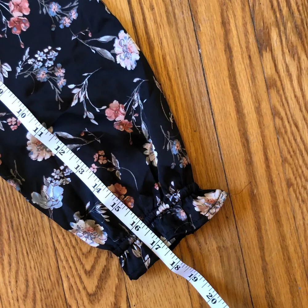 Papermoon NWT Women's Black Floral Sinch Waist Bubble Blouse - Size S - Image 8
