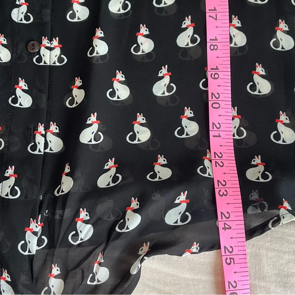 America Rag Cie• Vintage Kitty Cat Blouse•Sz L - Image 9