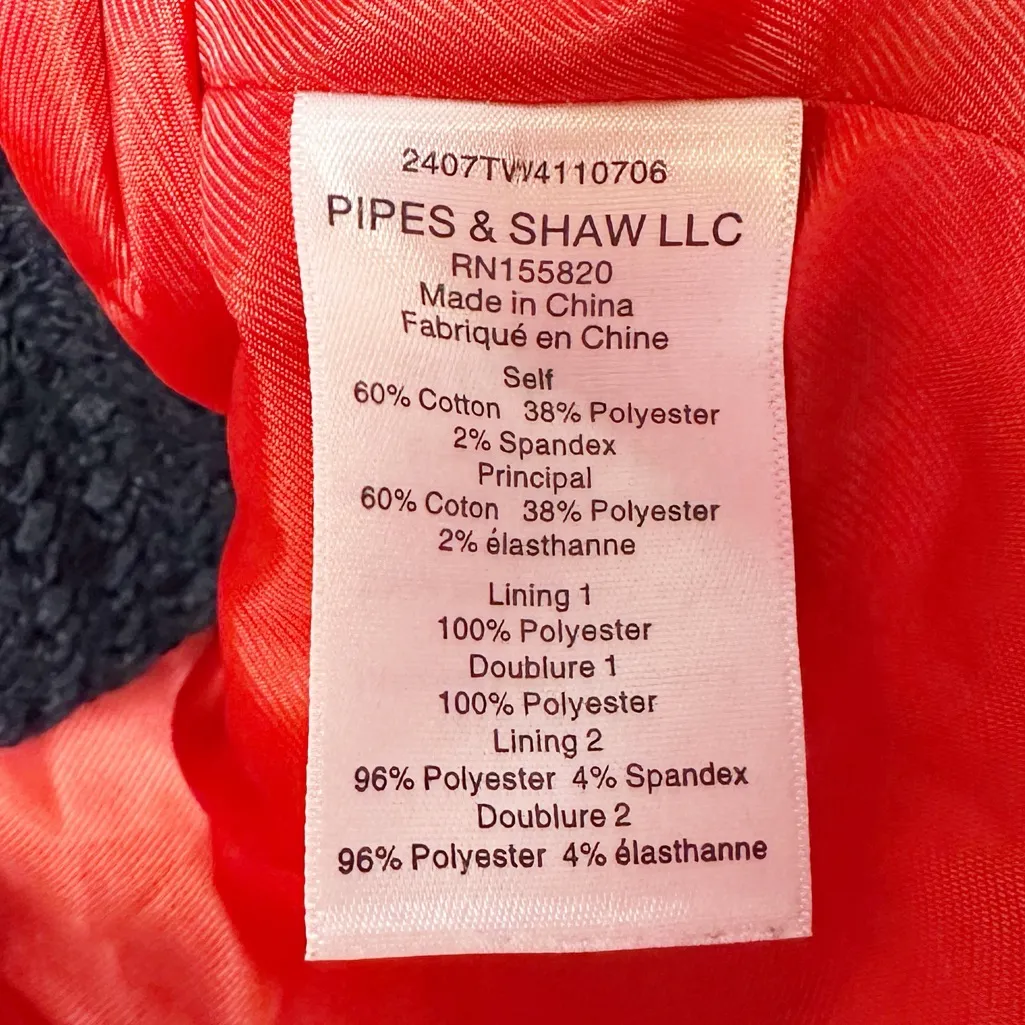 Veronica Beard Mabel Tweed Jacket Blazer Navy Ivory Trim Size 12 - Image 9