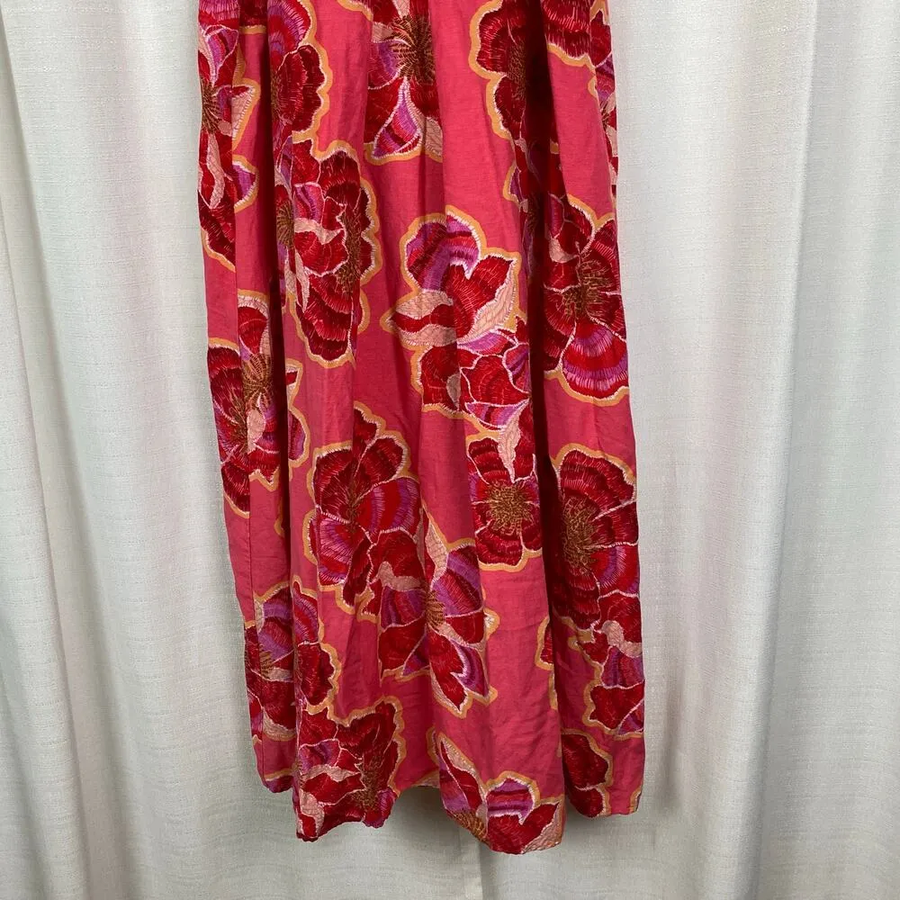 LOFT Pink Textured Floral Line Blend Strappy Maxi Dress Sz.14 - Image 6