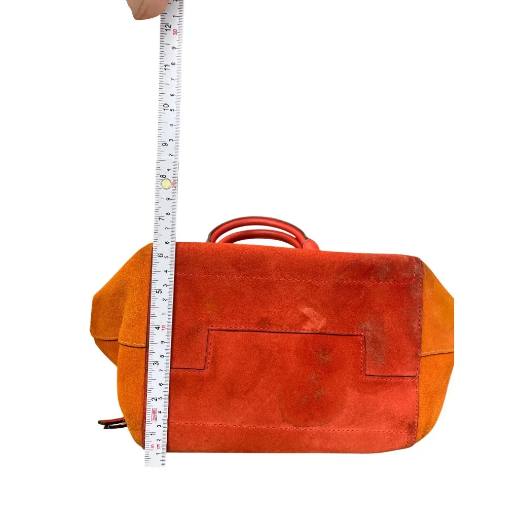 Tory Burch Red Orange Leather/Suede Satchel Adj Crossbody SKU 9491 - Image 6