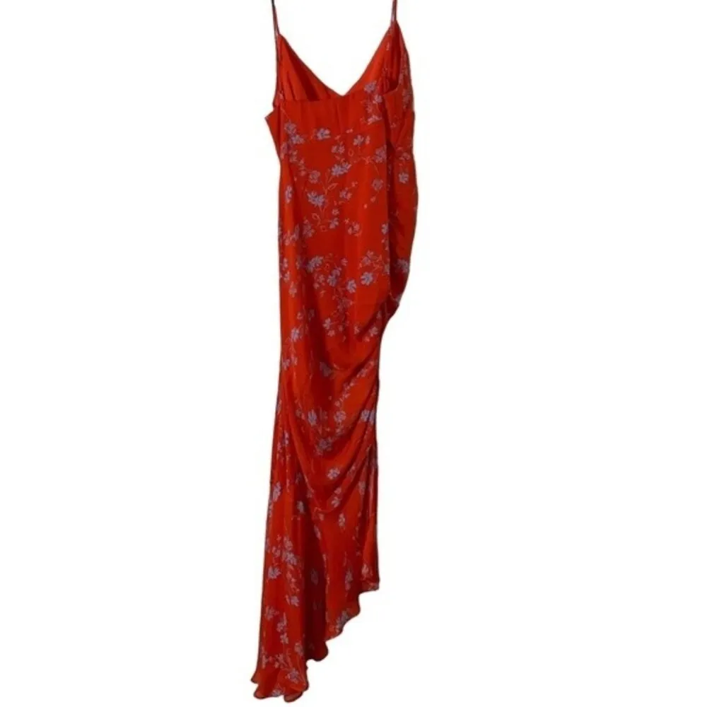 Nicholas Triangle Top Slip Dress Red Orange Floral Size 4 - Image 9