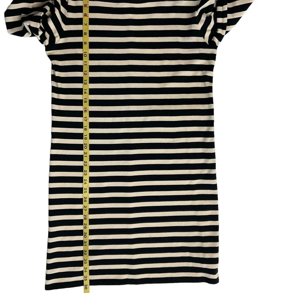 Joe Fresh Fisherman Striped‎ Cotton Long Sleeves Shift Dress Size M Black Cream - Image 9