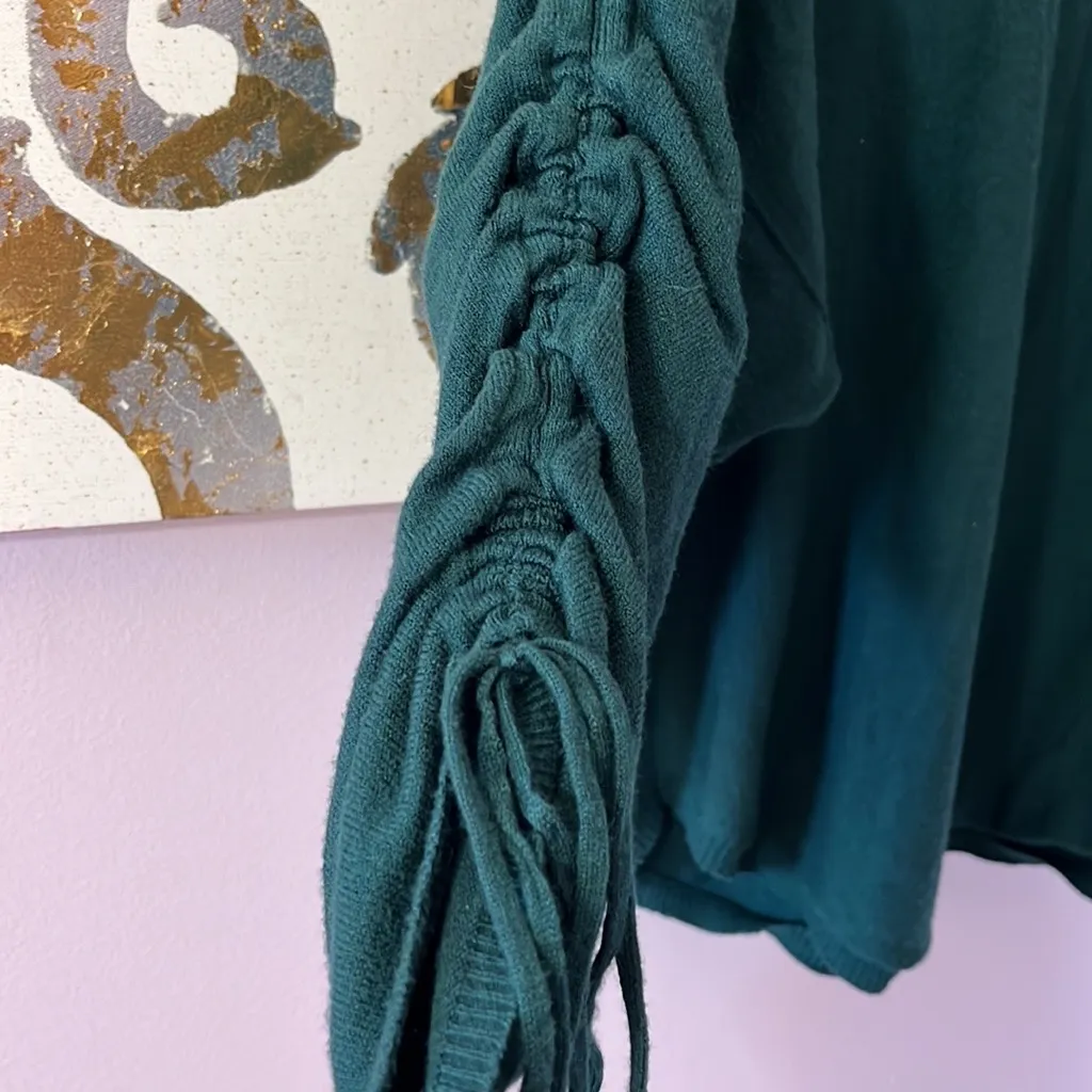 Max Studio Size Large Green Sweater with Cinch Tie Sleeves - Image 7