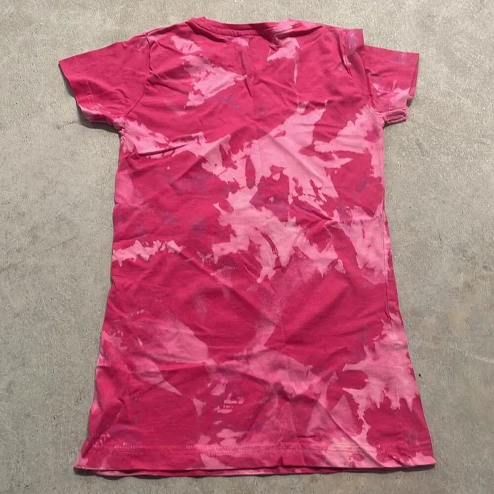 Disney Pink Bleach Tie-Dye Short Sleeve Fitted Graphic Shirt Mickey Mouse - Image 6