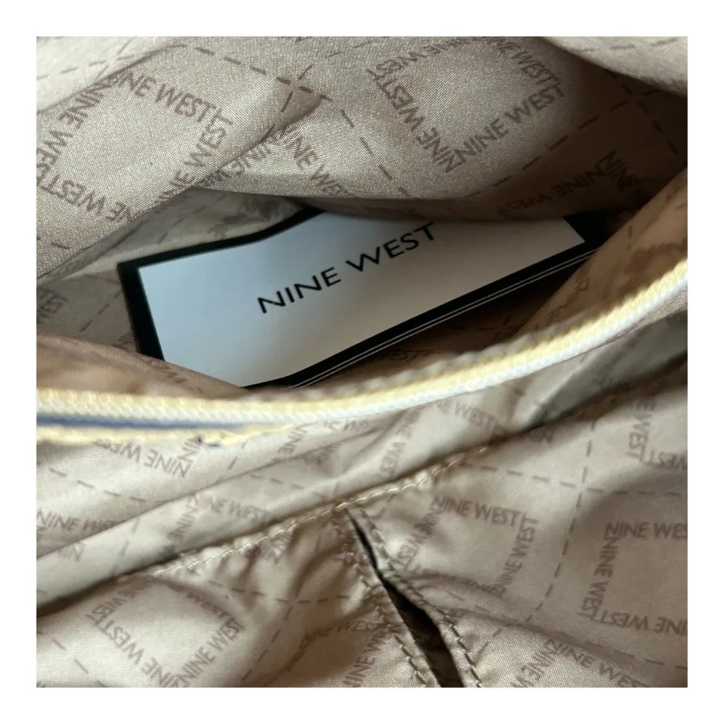 Nine West Woven Panel Crossbody Bag With Adjustable Strap In Tan & Metallic Acce - Image 6