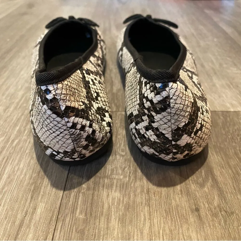 New French Connection Diana Bow Detail Snake Print Ballet Flats 6 - Image 5