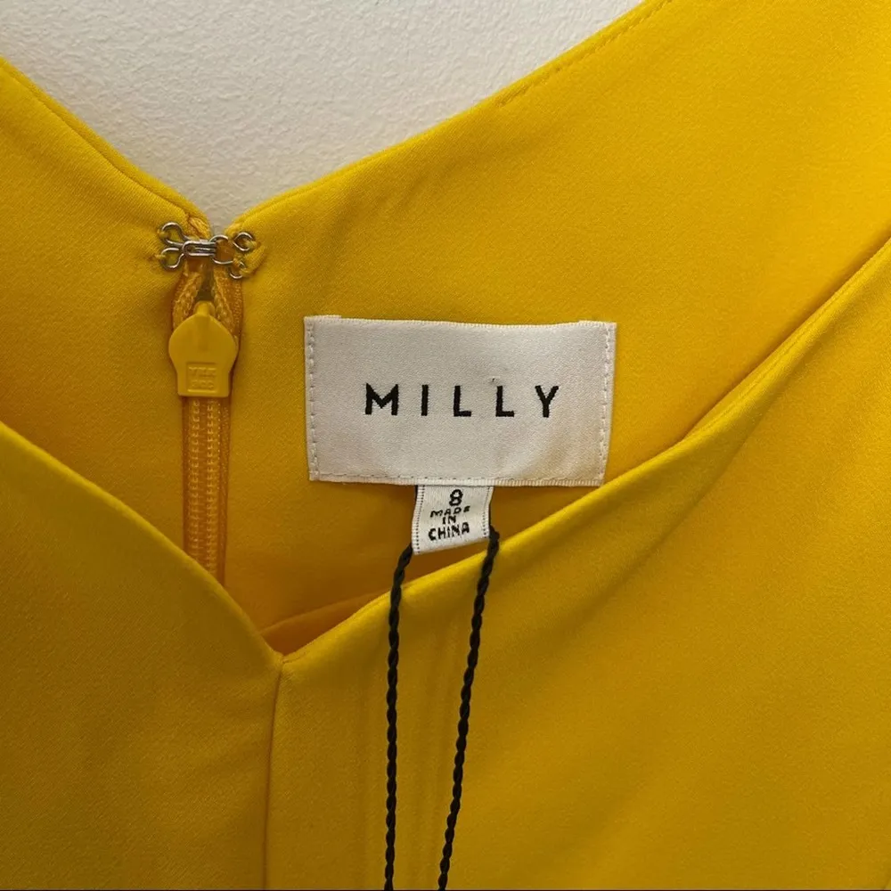 MILLY Cady Elizabeth Yellow Marigold Sheath Dress Cocktail Formal NWT Size 8 - Image 4