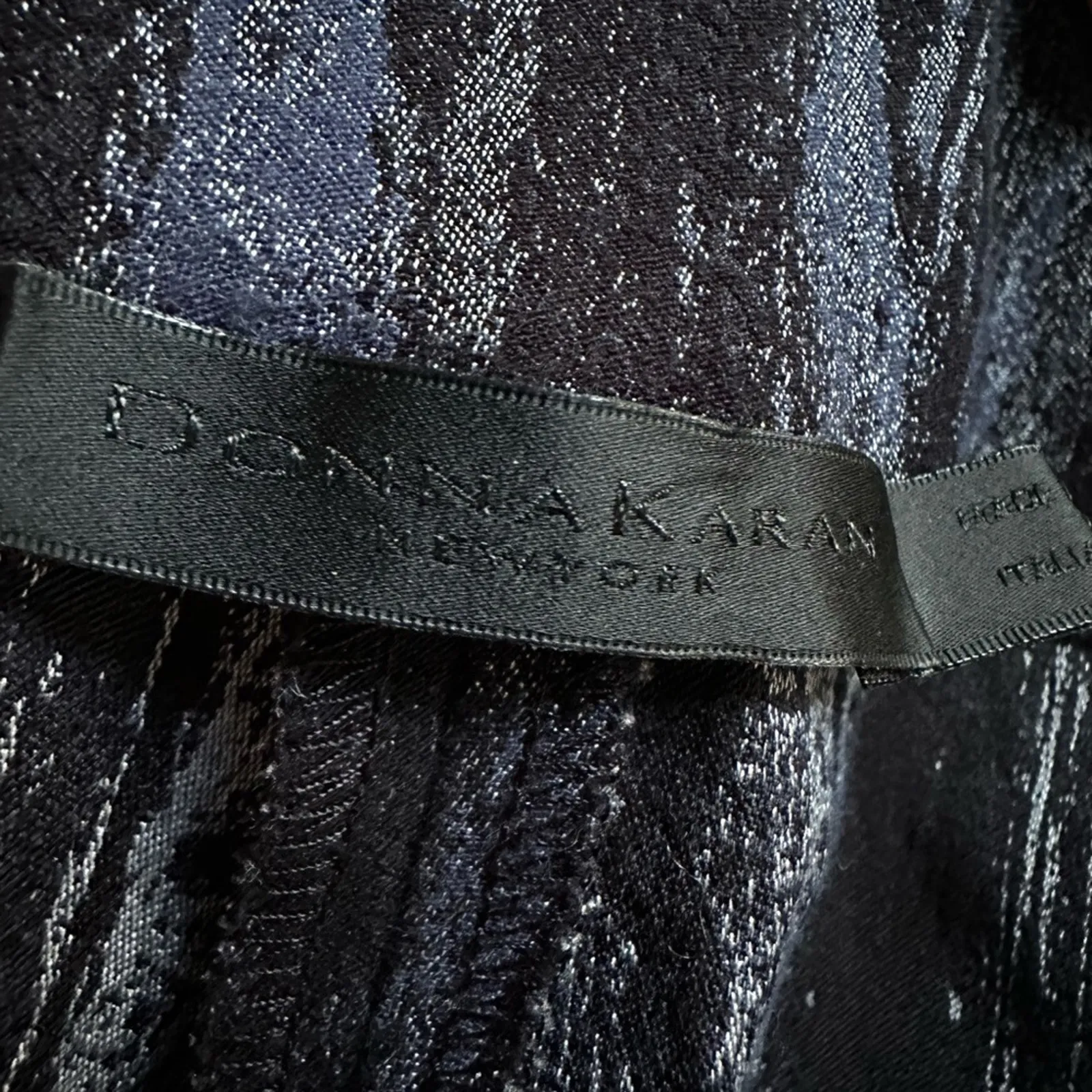 Donna Karan Stretchy Pants Pullon Artsy Abstract Blue Black Y2K City Chic - Image 4