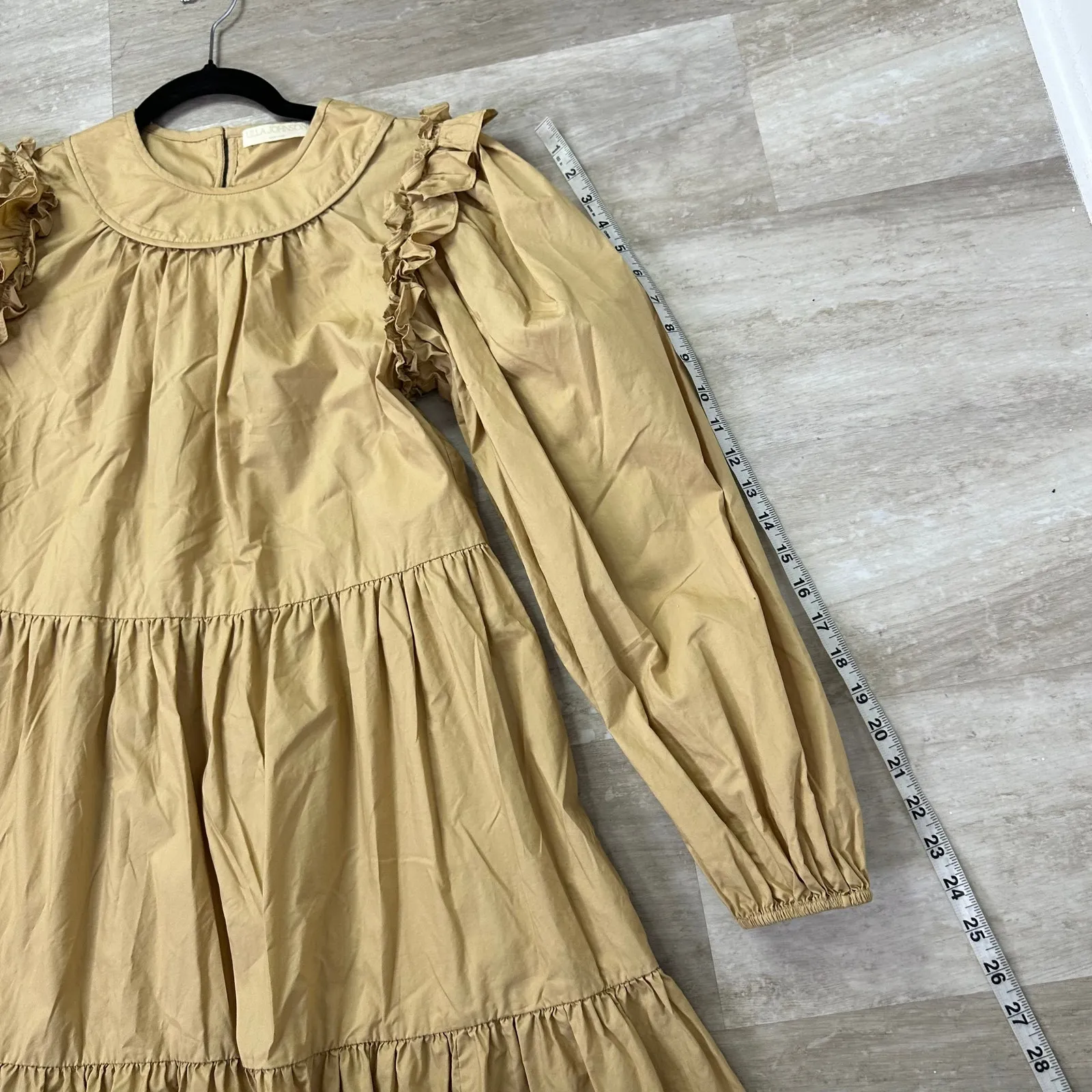 Ulla Johnson Rhea dress | Women's 6 | Khaki Tan | Long Sleeve A-Line Tiered - Image 10