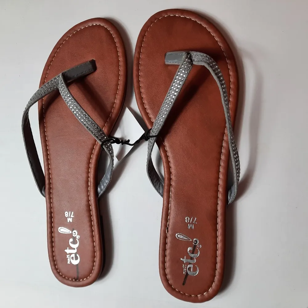 Rue 21 Vegan Leather Sandals Thong Flip Flops Women Size 7/8M - Image 2