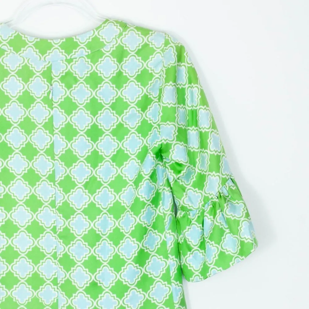 Skirtin Around Green Short Sleeve Silk‎ Sheath Dress Womens Size 4 - Image 7