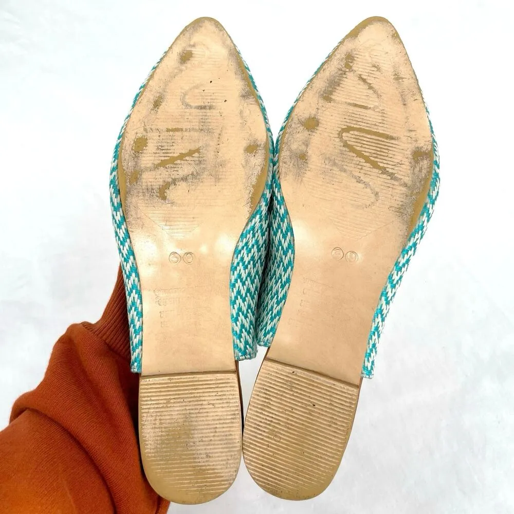 Silvia Cobos Blue Tassel Woven Mules Bright Summer Shoes Pointed Toe Low Heel 39 Size 8 - Image 7