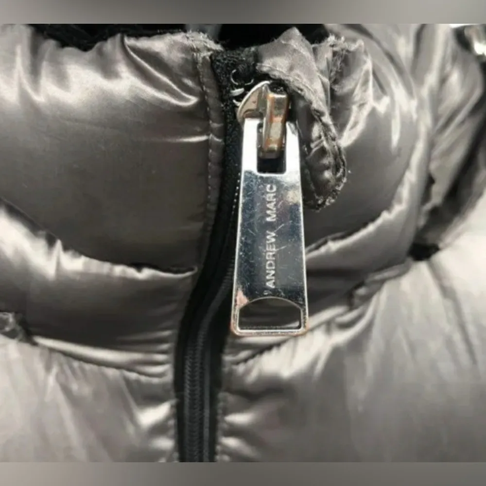 Andrew Marc Women’s Packable Silver Long Sleeve Hooded Puffer Jacket Size Small - Image 3