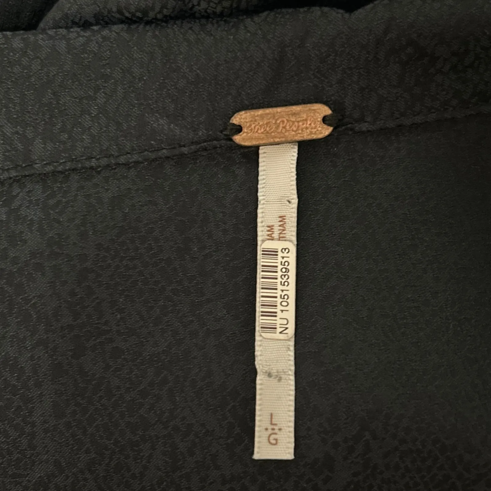 Free People Blue Charcoal Collar Snake Double Button Flare Coquette Mob Dress L - Image 3