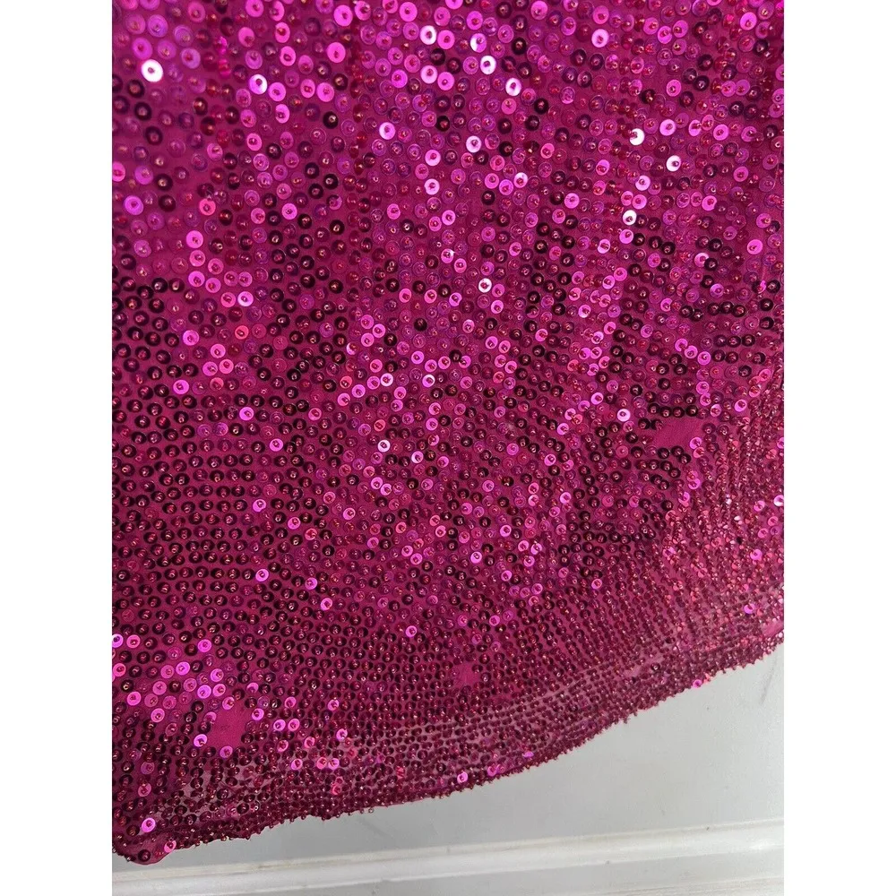 Carmen Marc Valvo Collection Size 4 100% Silk Dress Hot Pink Cocktail Party Prom - Image 5