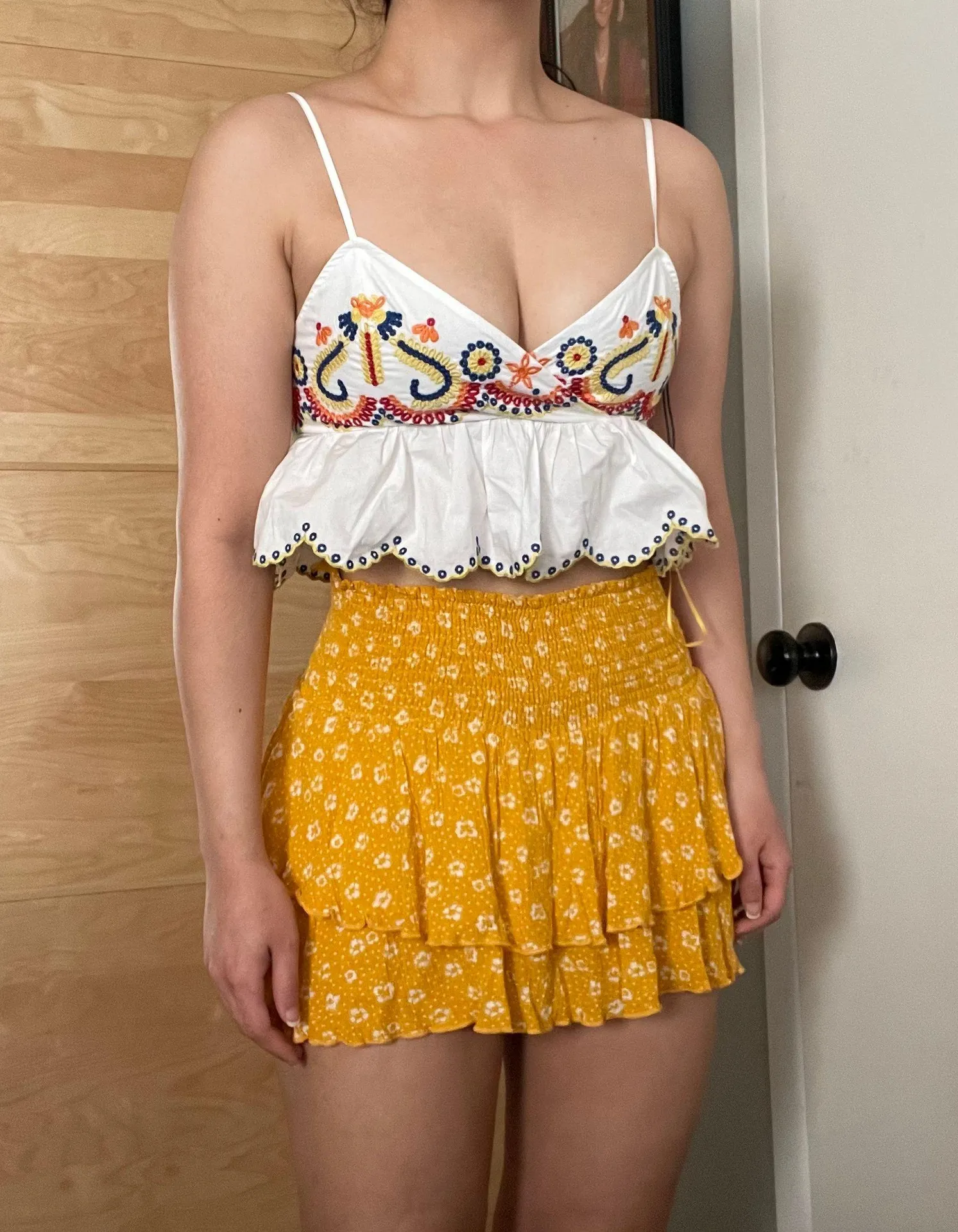 skylar madison Tiered Floral fairycore smocked mini skirt - Image 5