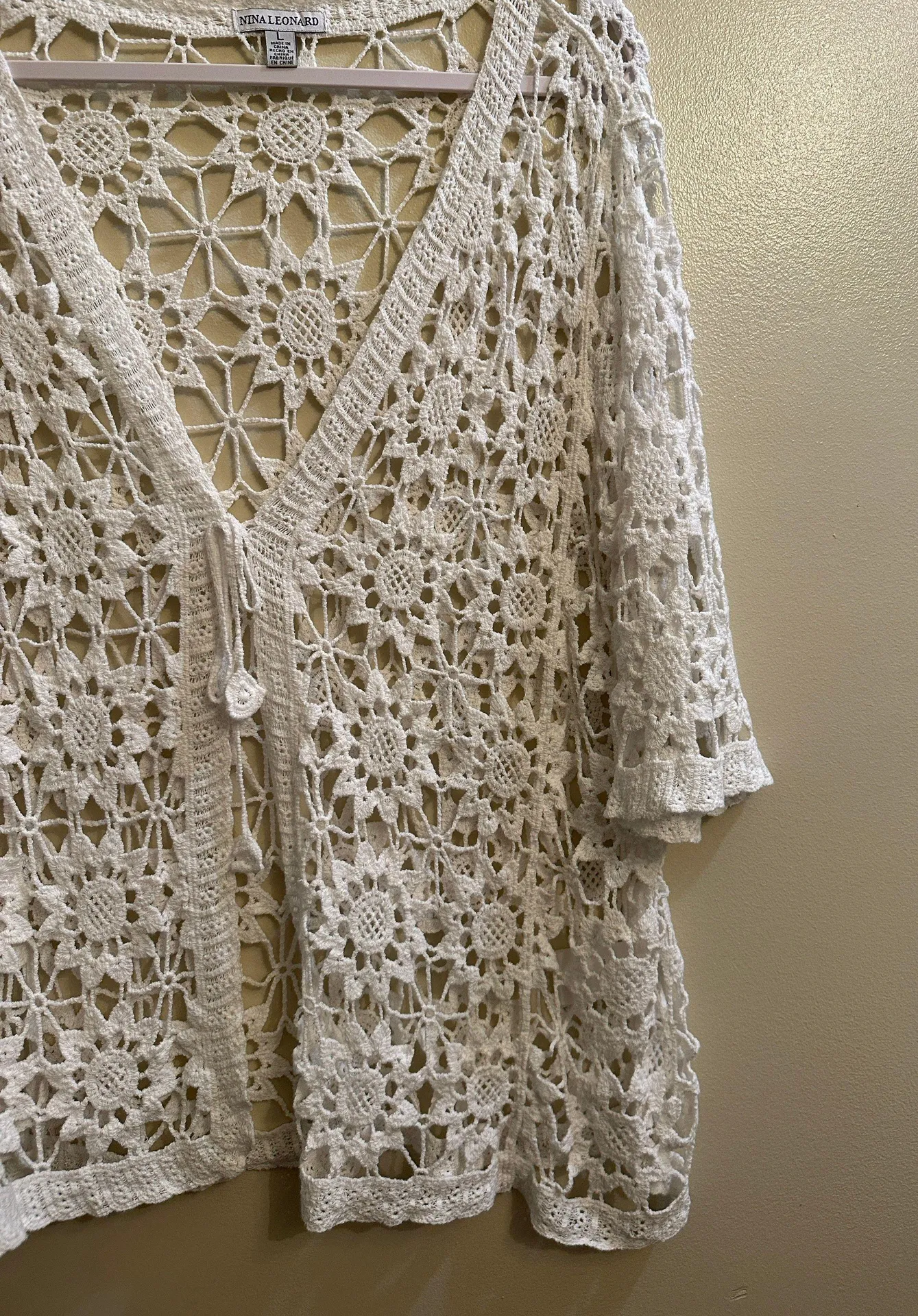 Nina Leonard Crochet Flower Cover-Up - Image 3