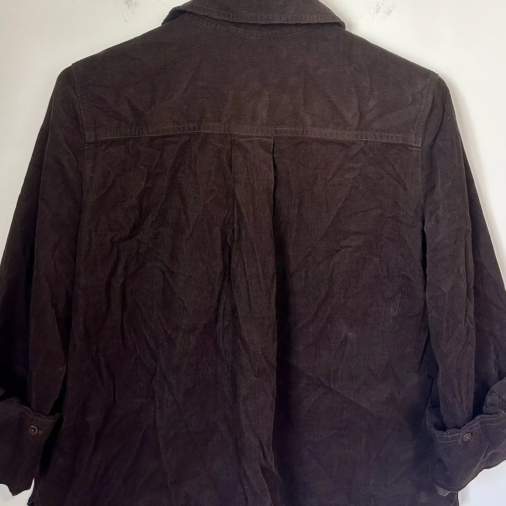 NWT Madewell Dark Chocolate Easy Y-Neck Corduroy Button-Up Shirt - Extra Small - Image 6