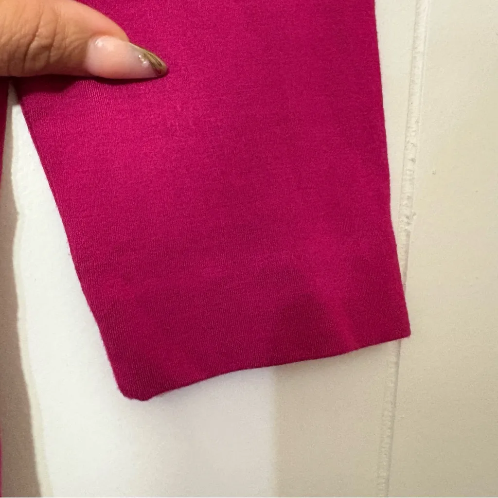 Sportmax Magenta Scoop Neck 3/4 Sleeve T - Image 3