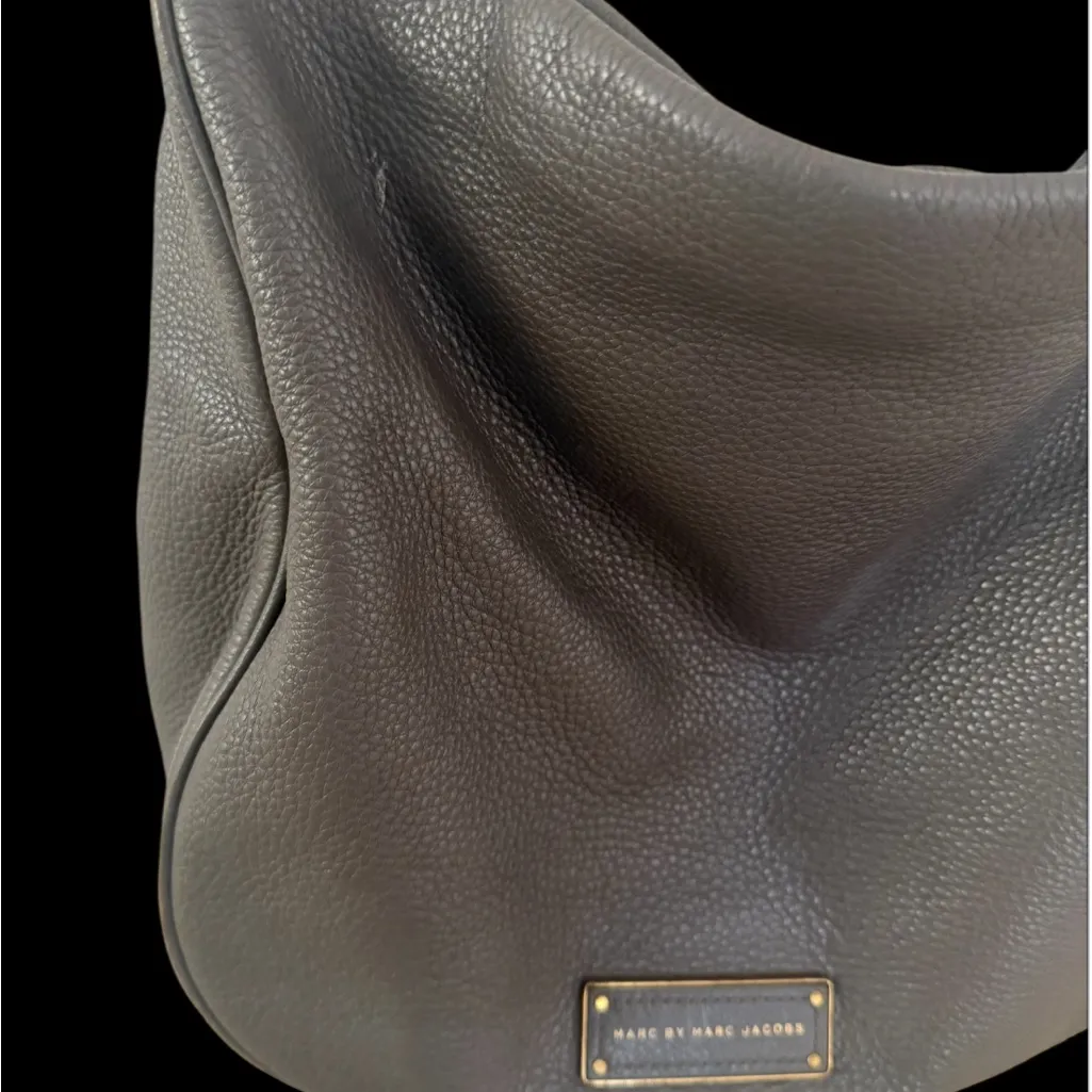 MARC JACOBS Too Hot to Handle GRAY Leather Hobo Shoulder Handbag Tote Carryall - Image 8