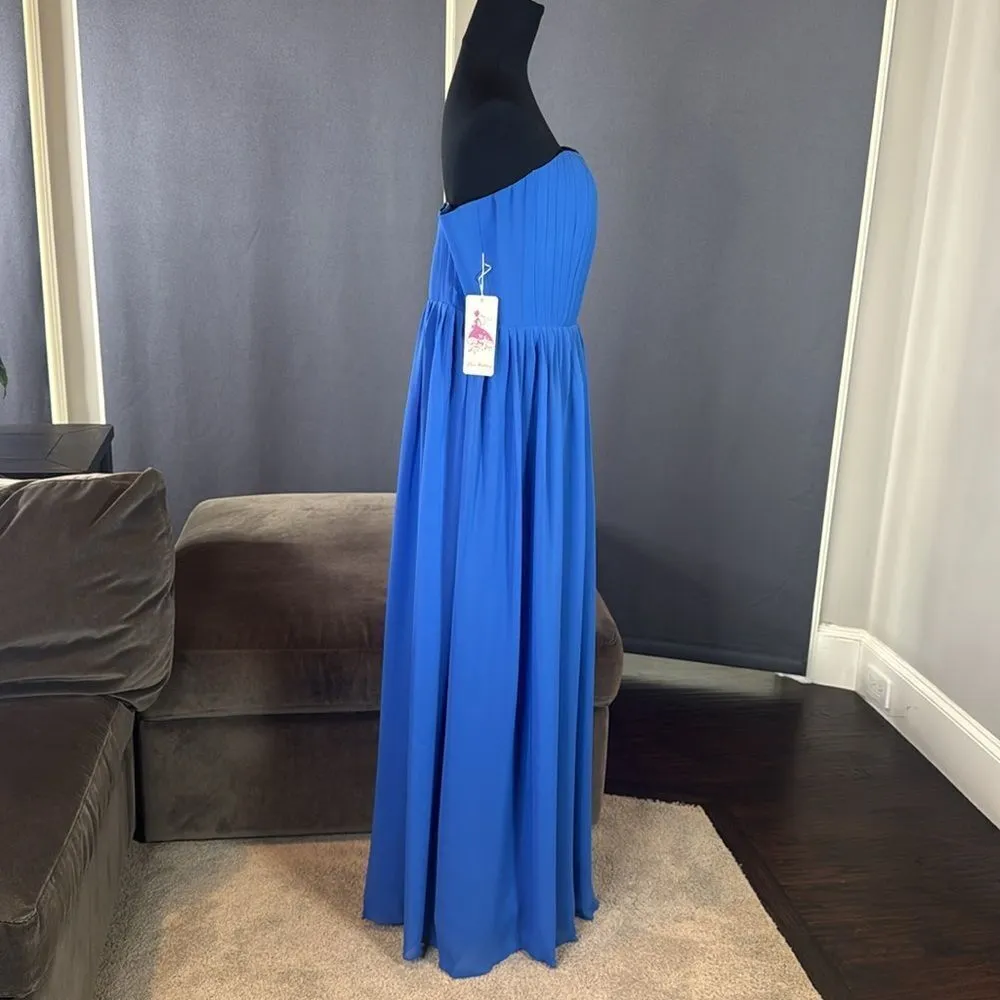Women’s Blue Full Length Strapless Formal Dress Matching Shawl Size XL (14) NEW - Image 4