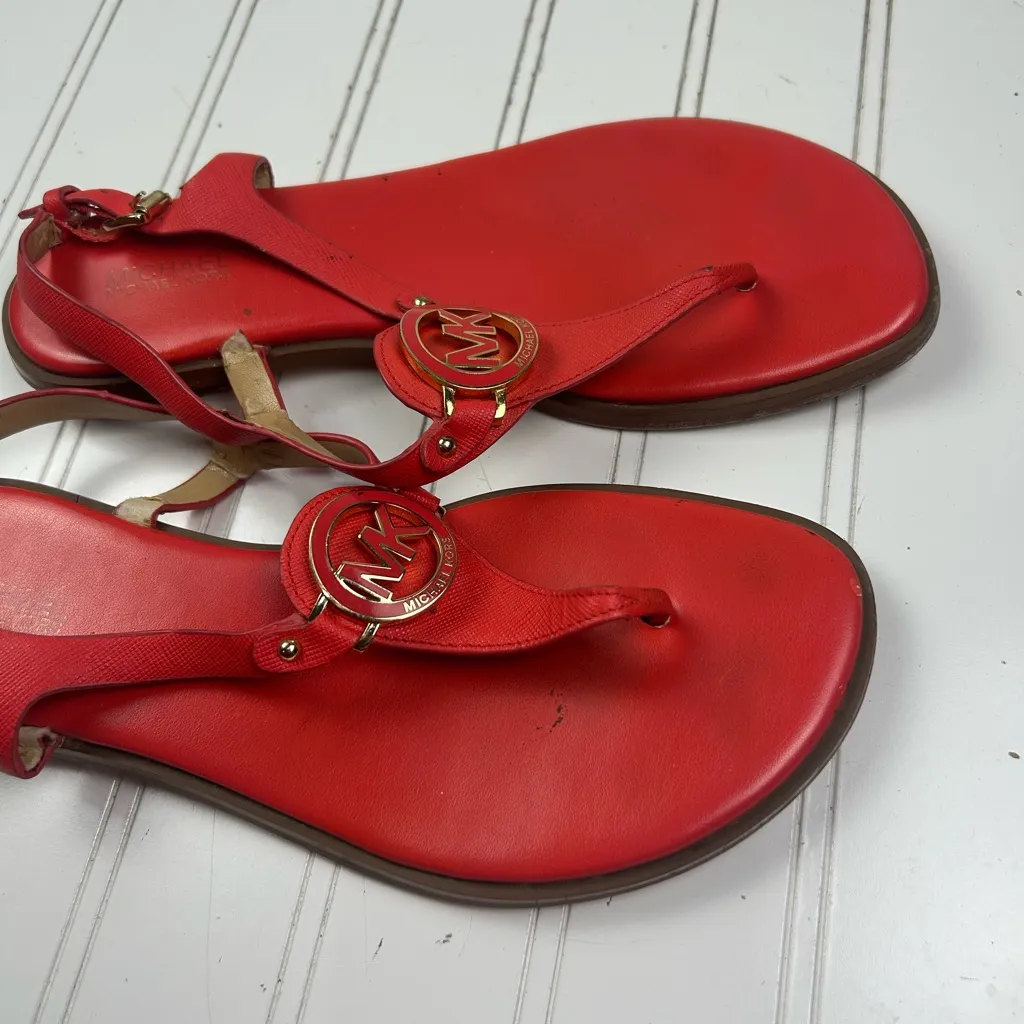 Michael Kors Red Flat Sandals MK Logo Slingback Women’s 6.5 - Image 6