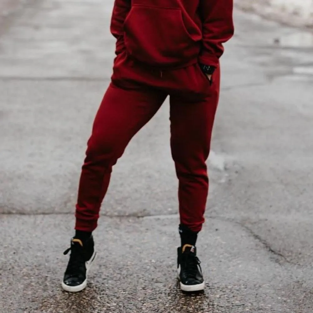 Flag Nor Fail Unisex Essential Fleece V2 Joggers in Bloodstone Red Extra Small Size XS - Image 2