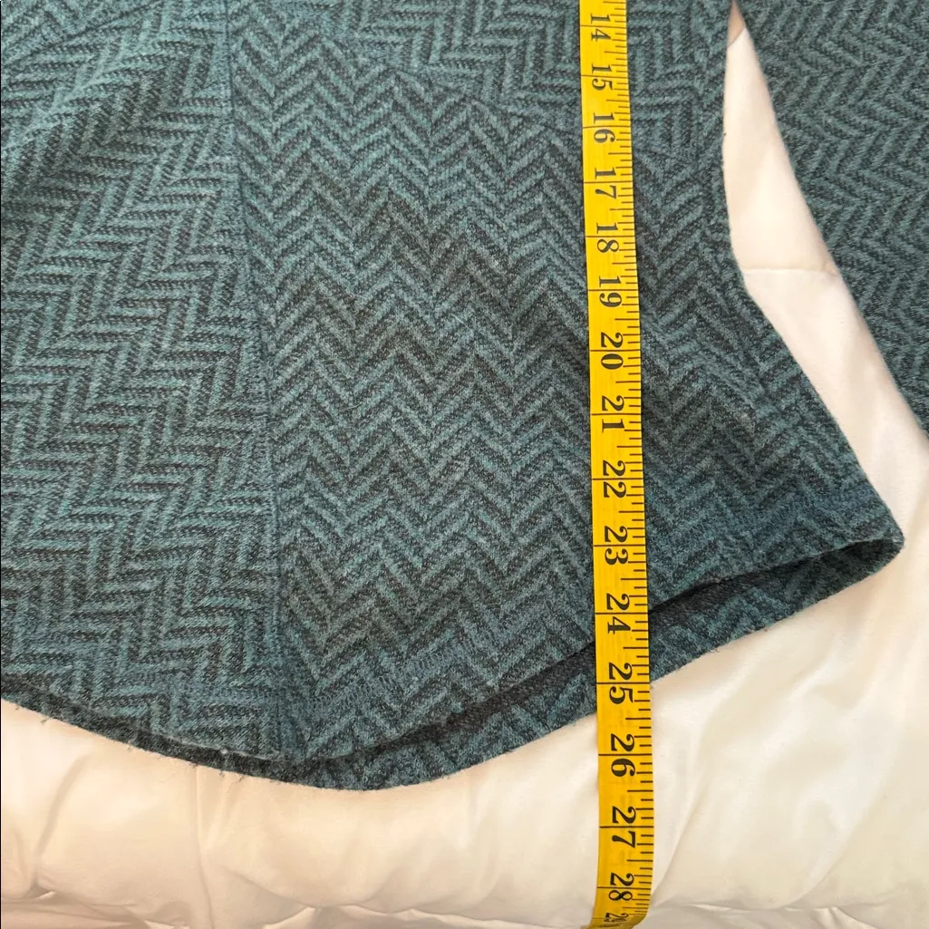 Prana Mattea Herringbone Asymmetrical Teal Wool Sweater Size S - Image 7