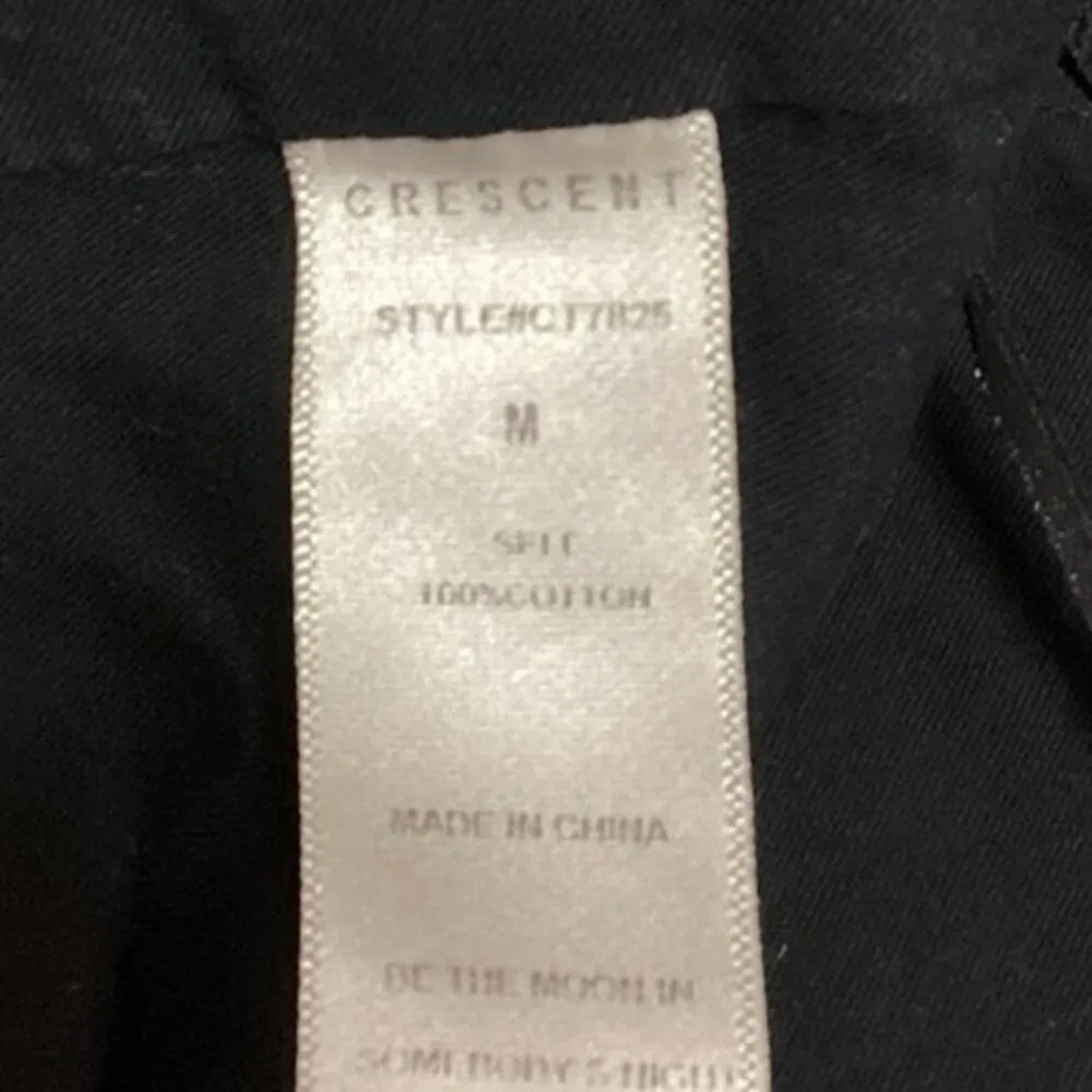 Crescent Black 100% Cotton Square Neck Puff Sleeve Tie Back Crop Top Size M - Image 4