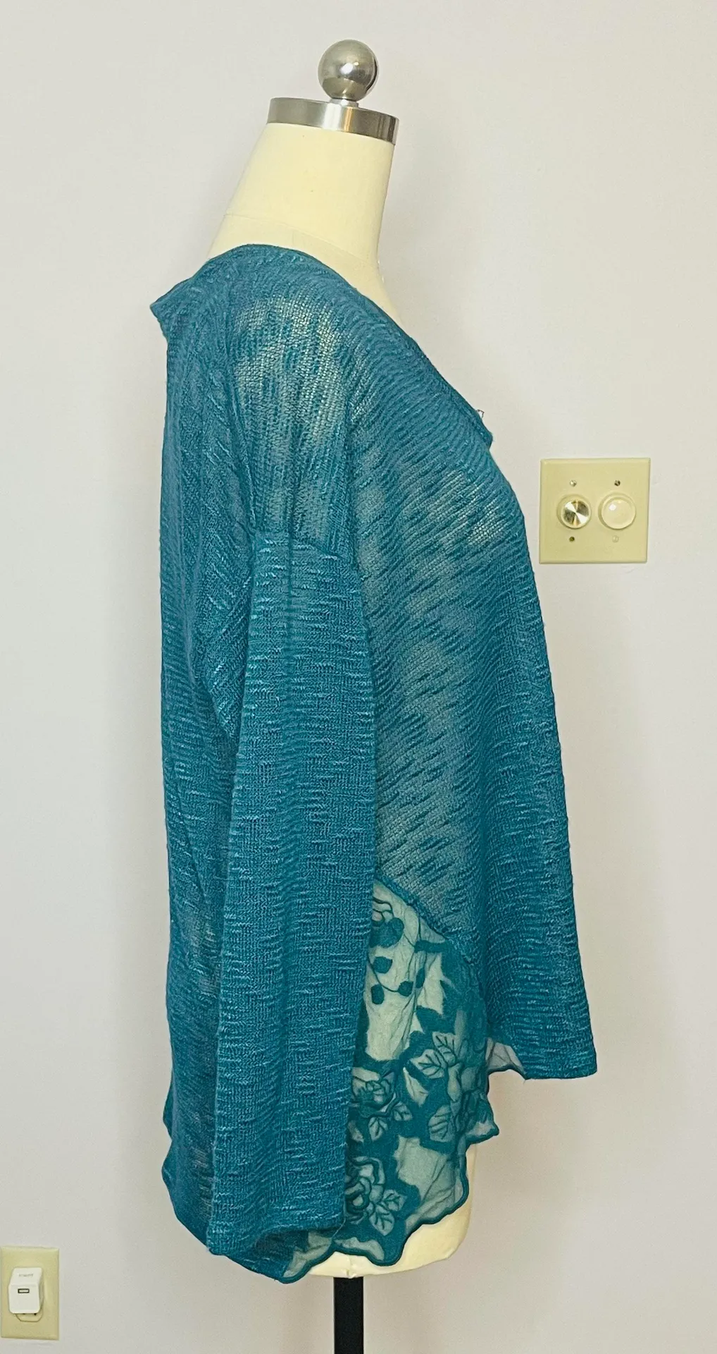 Teal Lace Scoop Neck Sweater - Image 5