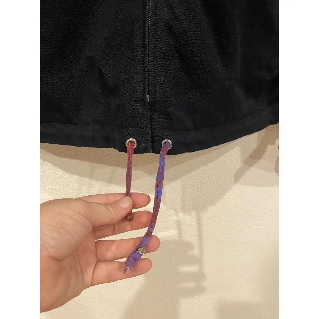 St John Sport Jacket Womens Petite Black Tie Dye Trim Zip Up Made USA Blue Size undefined - Image 3