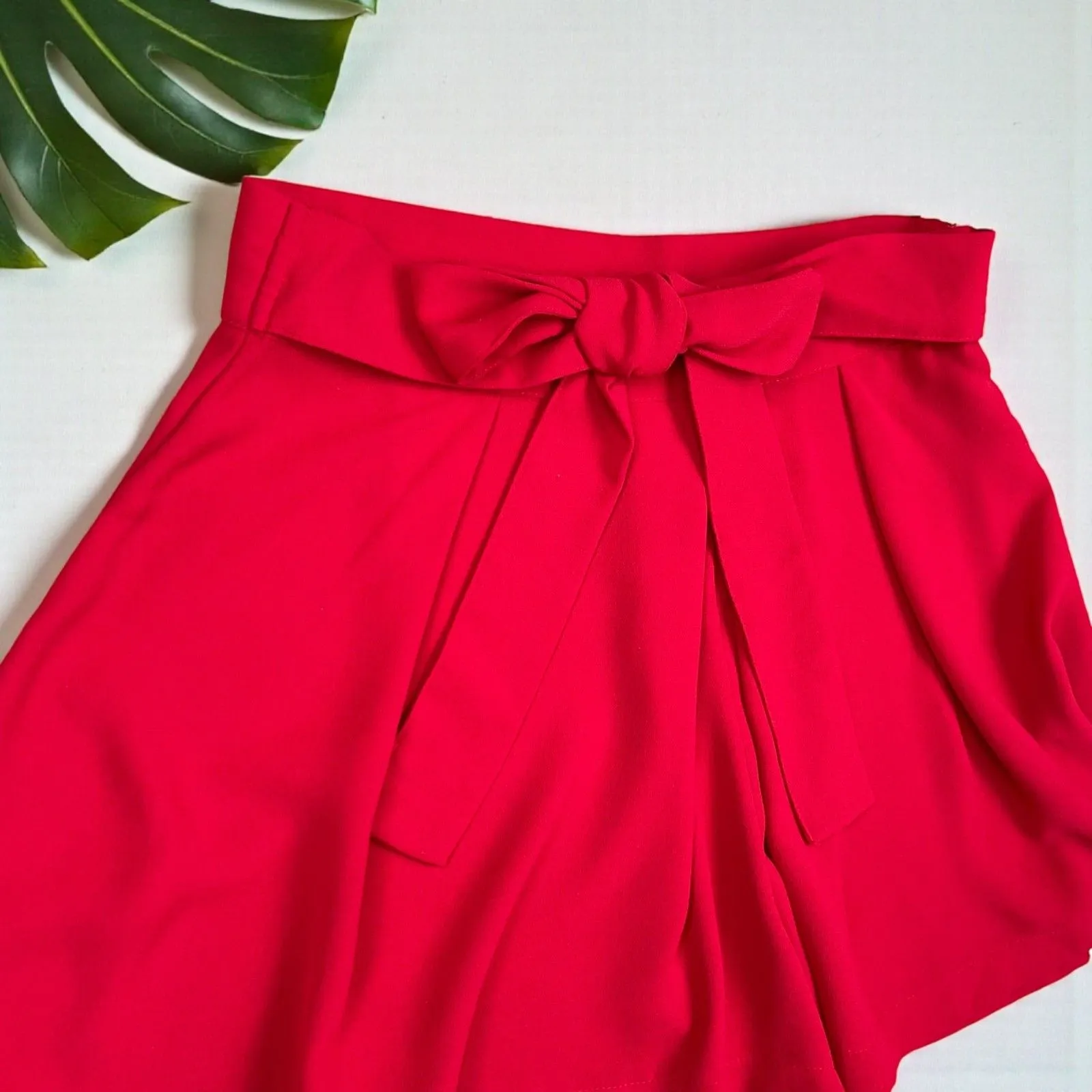 ZARA Red High-Waisted Tie-Front Skort - Image 5