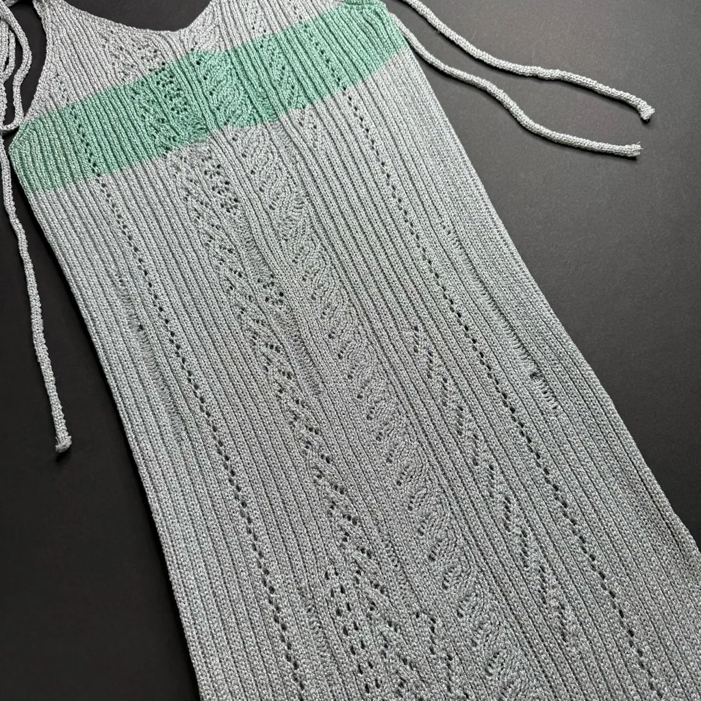 Zadig & Voltaire Jessy Silver Metallic Knit Midi Dress Sz S - Image 11