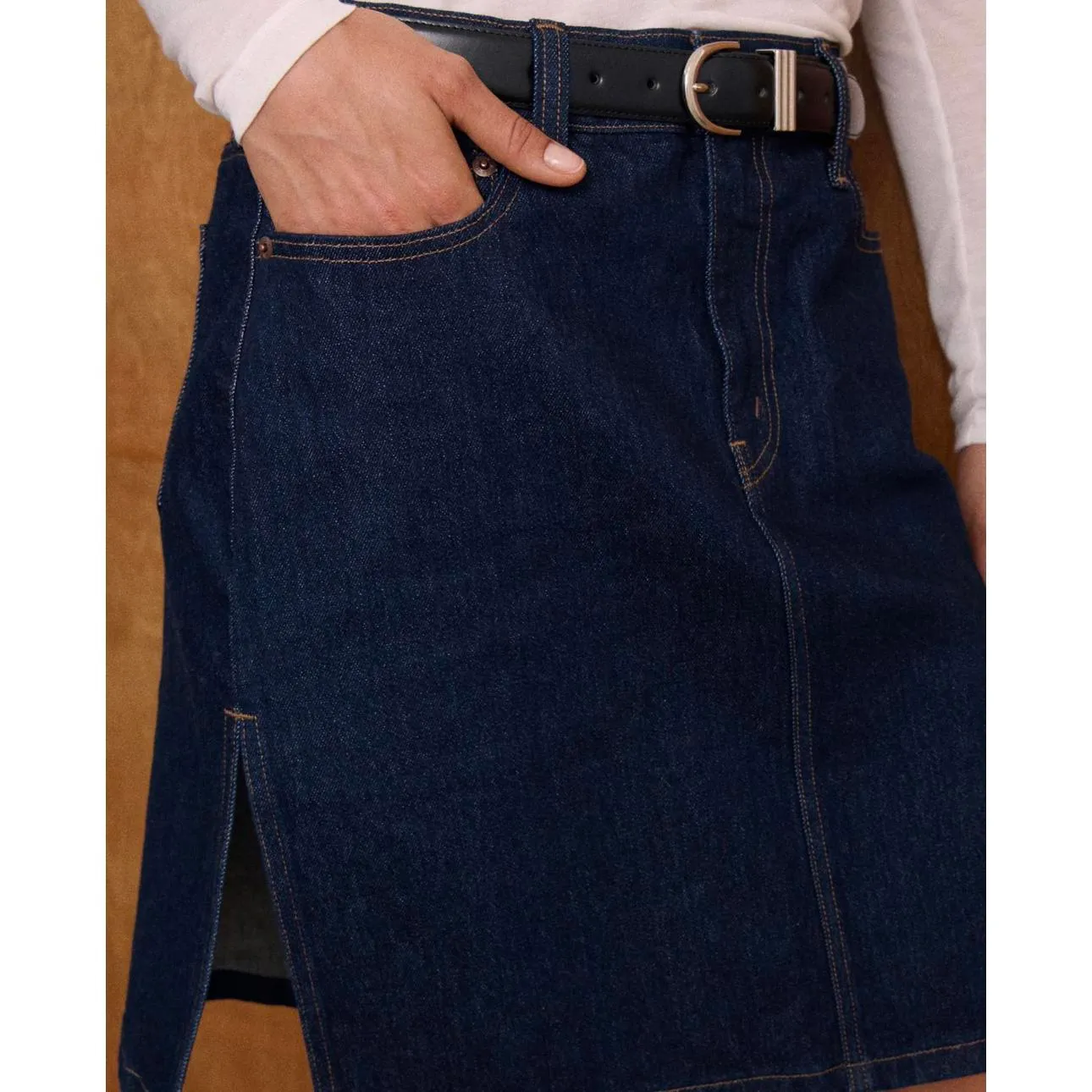 Abercrombie Mid Rise Pencil Denim Skirt Dark Wash NWT Size 25 - Image 9