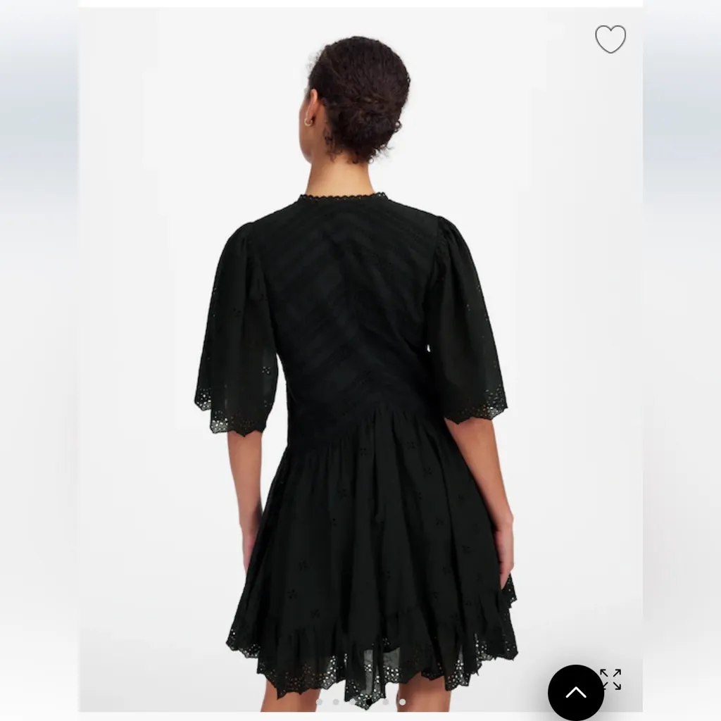 Madewell Eyelet Flutter Sleeve Mini Dress in Cotton Jet Black Size 8 - Image 4