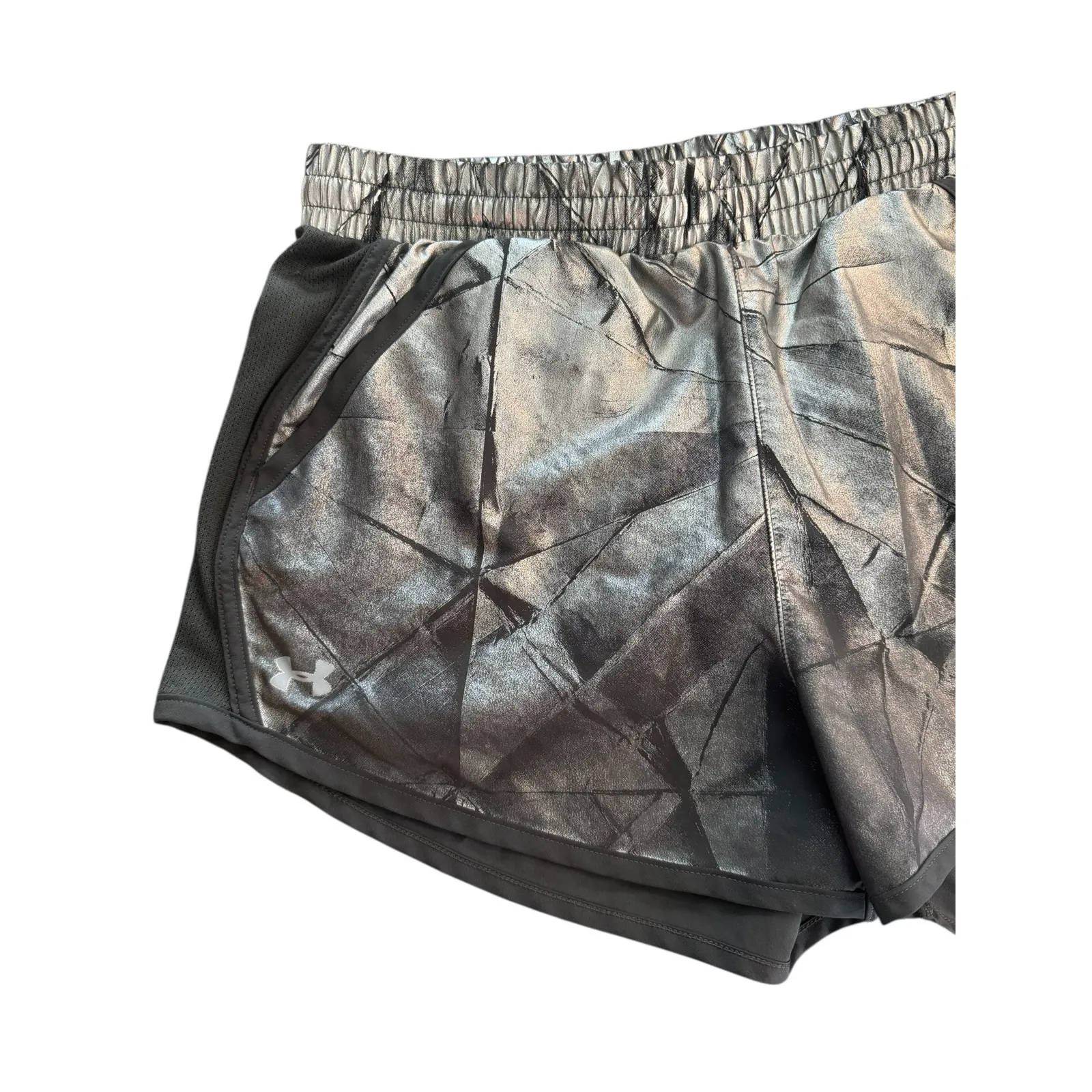Under Armour Metallic HeatGear Running Shorts M Silver Black - Image 4