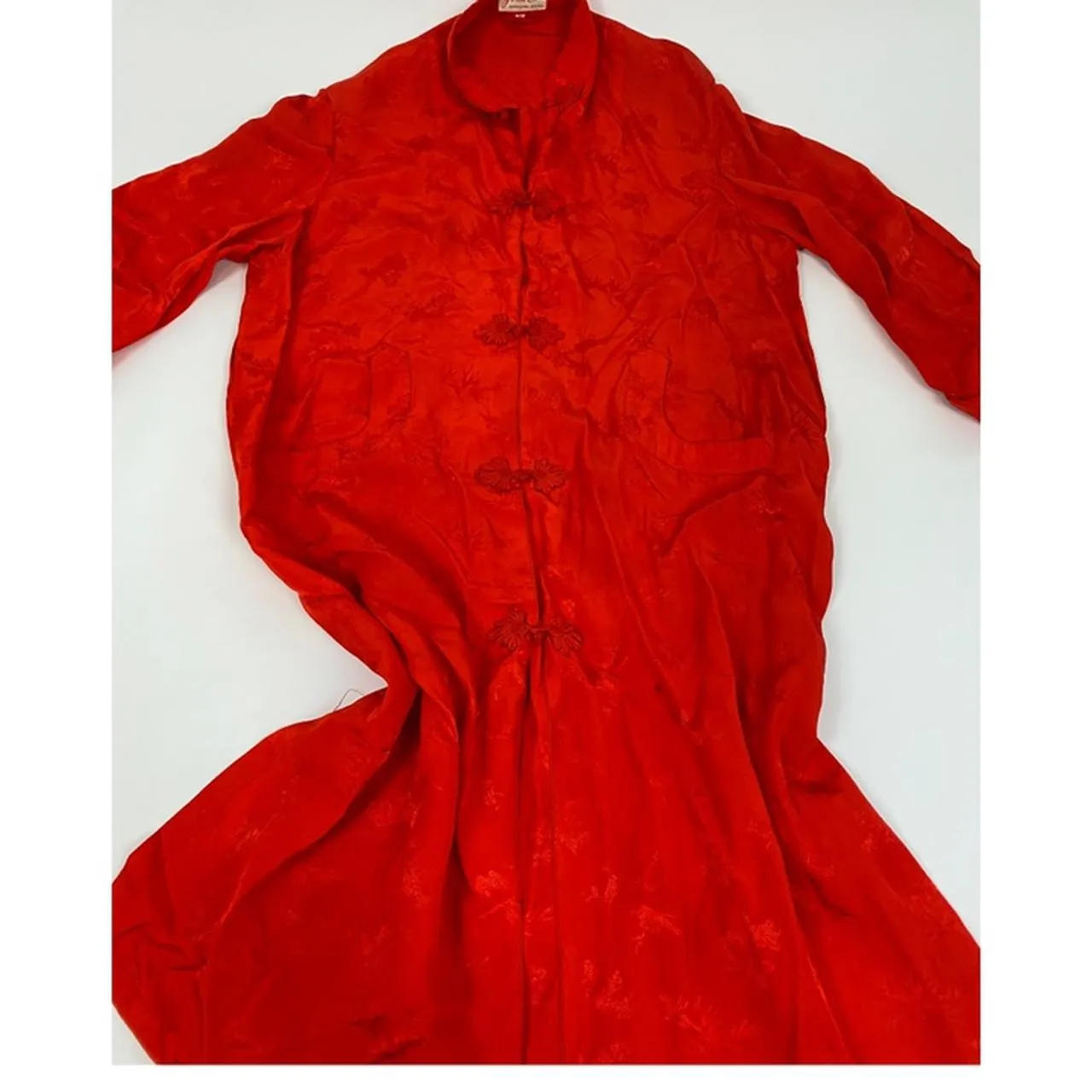 Vintage Red Silk Dress Size M - Image 4